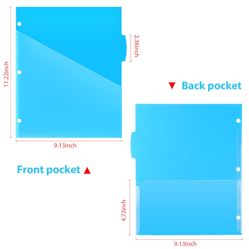 WOT I Plastic 5-tab Dividers with 2 Clear Pockets - 3 Sets, 15 Tabs Binder Dividers for 3 Ring Binder, 5 Fresh Colors - Image 3